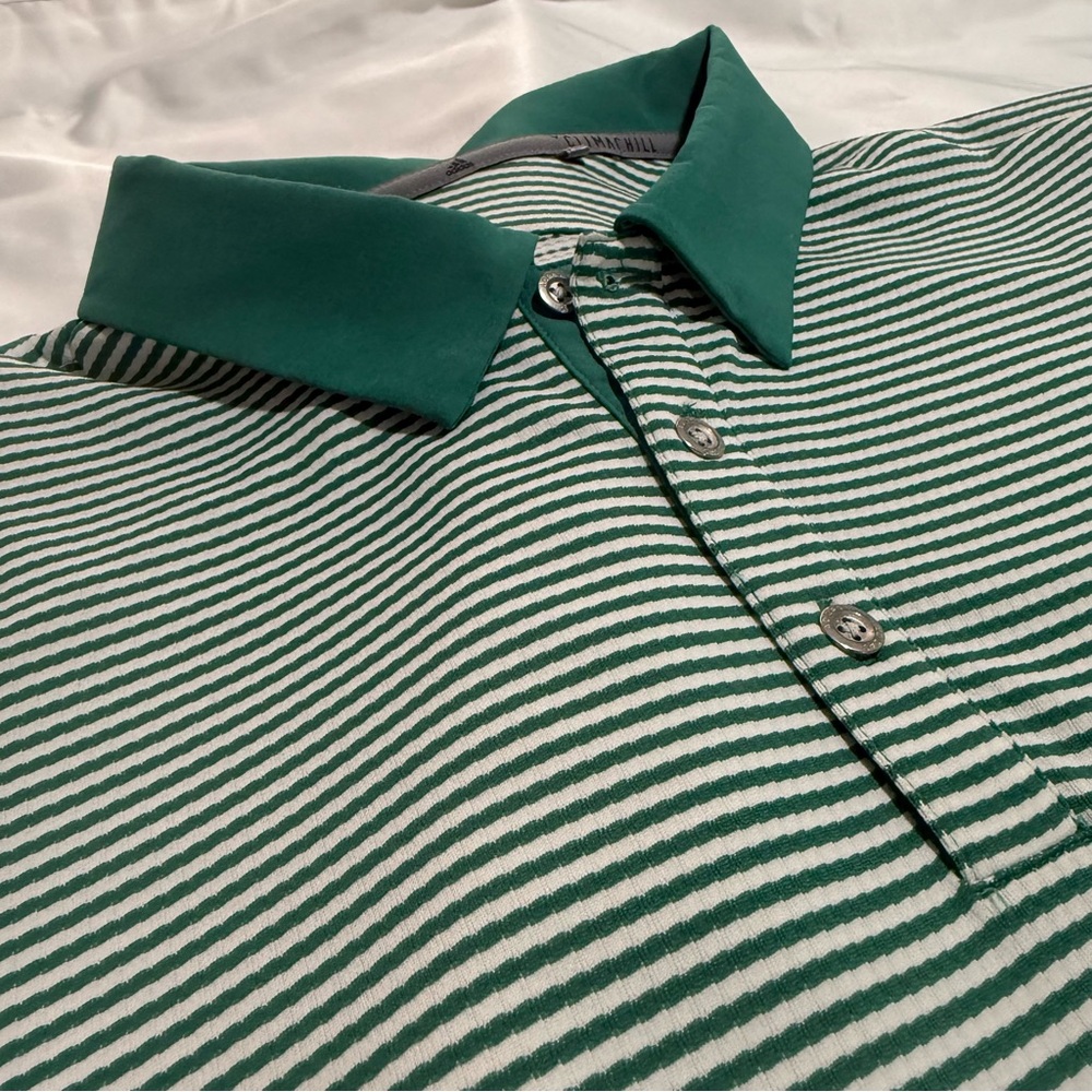 ⛳️ Adidas ClimaChill Green Striped Polo – Men’s Medium
